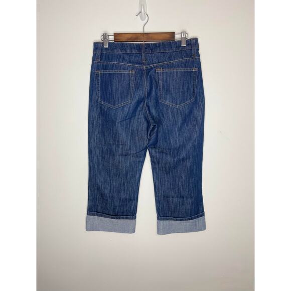 women's size 8 blue jeans denim cropped length roll up look classic denim Merona - Picture 10 of 14